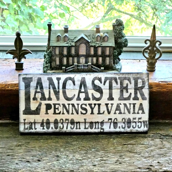 LANCASTER, PA RUSTIC WOOD TOWN SIGN - Picture 1 of 4